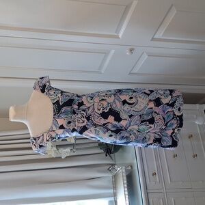 NWOT Lilly Pulitzer Womens Laurent Navy Print Stretch Mini Dress Zip Up S-00